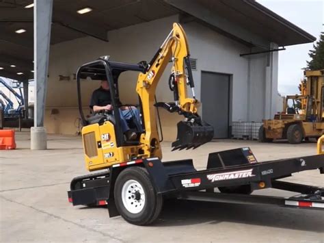 mini excavator trailer size|unloading mini excavator on trailer.